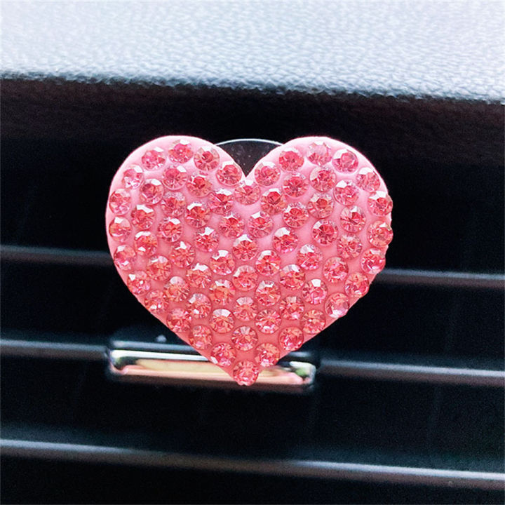 motome-motome-พลอยเทียมหุ้มด้วยเพชรดีไซน์รูปหัวใจช่องลมในรถที่หนีปอโรมารักช่องลมในรถตกแต่งรถที่หนีปอโรมา