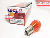 PHYLLIS หลอดไฟเลี้ยว 93 12V25W 1จุด เขี้ยวเยื้อง สีส้ม (1pack/10 pcs)