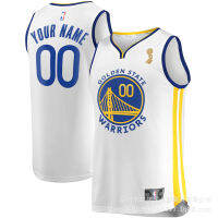 ?เสื้อเจอร์ซีย์บาสเก็ตบอล NBA 22-23 Golden State ผู้ชายลายนักรบคลั่งเข้ารอบชิงชนะเลิศสีขาว