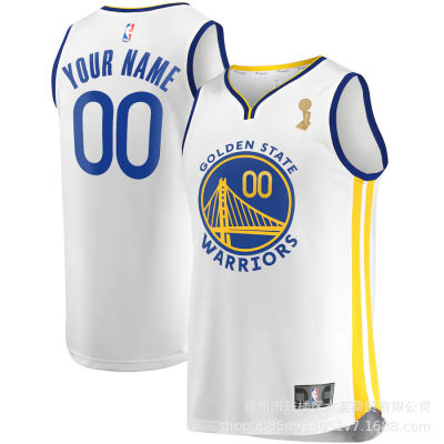 🎽เสื้อเจอร์ซีย์บาสเก็ตบอล NBA 22-23 Golden State ผู้ชายลายนักรบคลั่งเข้ารอบชิงชนะเลิศสีขาว