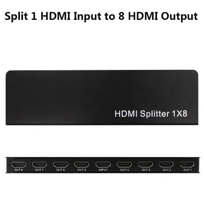 HDMI 1X8 1 In to 8 Out 1x8 HDMI Splitter Converter Split Display for DVD PS3 Xbox HD 4K With power Adapter
