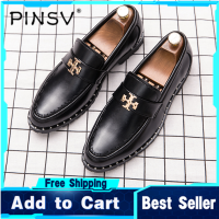 PINSVรองเท้าหนังสำหรับชายอังกฤษรองเท้าทางการธุรกิจLow-Cut Slip-On Casualรองเท้าหนังผู้ชายOffice Mettingรองเท้าแต่งงาน