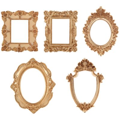 5Pcs Vintage Resin Picture Frame Wall Hanging Photo Frame Table Top Jewelry Display Frame Holiday Party Hotel Decor
