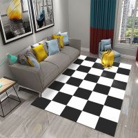 Black and White Checkerboard Plaid Carpet Moroccan Style Living Room Bedroom Rug Modern 3d Geometry Entry Door Mats Household