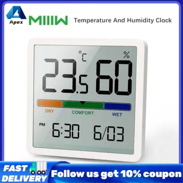 Miiiw Mute Temperature And Humidity Clock Home Indoor High-precision Baby  Room Temperature Monitor LCD backlight Screen