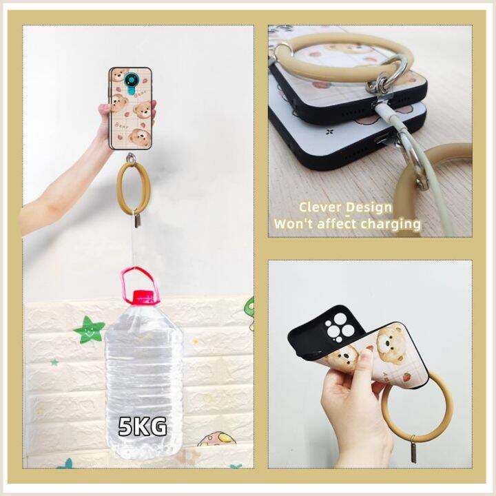 texture-youth-phone-case-for-nokia-3-4-cute-creative-trend-luxurious-ring-taste-couple-hang-wrist-liquid-silicone-funny