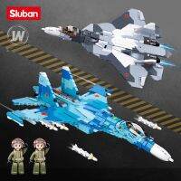 1040ชิ้น Sluban 0985ทหารชุดรัสเซีย Su-27นักรบประกอบรุ่นเด็กประกอบอาคารบล็อกของเล่นเด็กปริศนา Diy ของเล่นเด็กของขวัญ