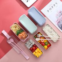 ♕﹍☞ Three Layers Microwavable Lunch Box Wheat Straw Leakproof Food Storage Container Child Kids School Office Portable Bento Box