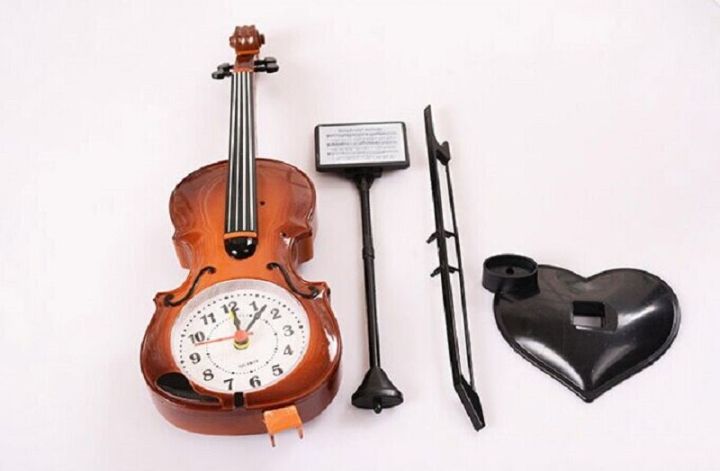 worth-buy-นาฬิกาไวโอลินสไตล์วินเทจที่หรูหรานาฬิกาปลุกเข็มกลมตั้งโต๊ะสำหรับเด็กนาฬิกาดนตรีไวโอลินวันเกิด