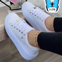 2023 Women Sneakers Lace-Up Round Head Platform Sports Shoes Fashion Spring Autumn Female Walking Flats Ladies Vulcanize Shoes