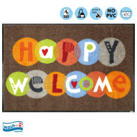 พรมแต่งบ้าน พรมปูพื้น พร้อมคุณสมบัติกันลื่น ENTER+EXIT-Happy Welcome ยี่ห้อ Wash+Dry/ size: 50x75 cm