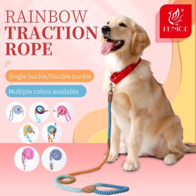 Fenice Dog Leash Round Cotton Dogs Lead Rope Colorful Pet Long Leashes Belt Outdoor Dog Walking Training Leads Ropes