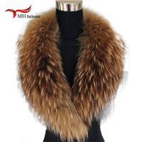 □❈⊕  Natural Color Raccoon Fox Real Fur Collar Scarf Genuine Big Size Scarves Warp Shawl Neck Warmer Stole Muffler with Clip Loops  6