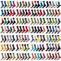 5 pairs Autumn Winter Cotton Fashion Hip Hop Man Woman Socks Harajuku Skateboard Oil Painting Animal Happy Socks Funny Sokken