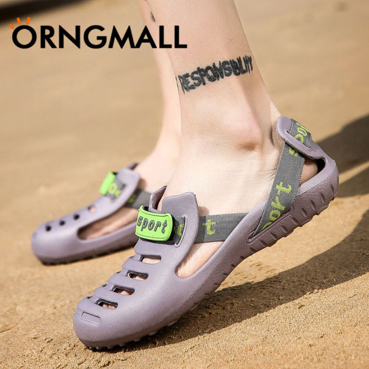 orngmall-รองเท้ารองเท้าส้นแบนกลวงแนวรองเท้าระบายอากาศผู้ชายรองเท้าแตะสำหรับผู้ชาย-รองเท้ารองเท้าแตะสำหรับชายหาดและกลางแจ้งแนวสปอร์ตแบบดึงได้รองเท้าโรมันรองเท้าแตะเด็กเกาหลี39-47