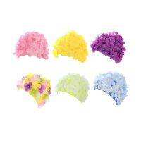 Swimming Cap Womens Three-dimensional Flower Petals Swimming Cap Durable