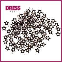 PETI DRESS 100PCS โลหะผสมอัลลอยด์ เครื่องรางเคลือบรูปดาวกลวง สีดำสีดำ 1613 ดาวน้อย ต่างหูรูปดอกไม้ จี้ดาวขนาดเล็ก สำหรับผู้หญิง