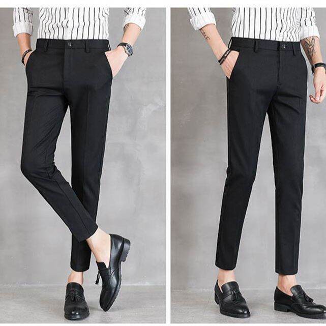 พร้อมส่ง-nine-pants-slim-กางเกงสแล็คชาย-กางเกง5ส่วนชาย-กางเกงเกาหลีชาย-กางเกงผู้ชาย-slack-ผ้าฝ้ายยืด-กางเกงขายาวชาย-กางเกงทำงานชาย