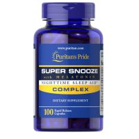 Super Snoozeพร้อมเมลาโทนิ5มก. พร้อมแคลเซียมแมกนีเซียมValerian Root, Hops,ดอกไม้เสน่ห์ &amp; Taurine