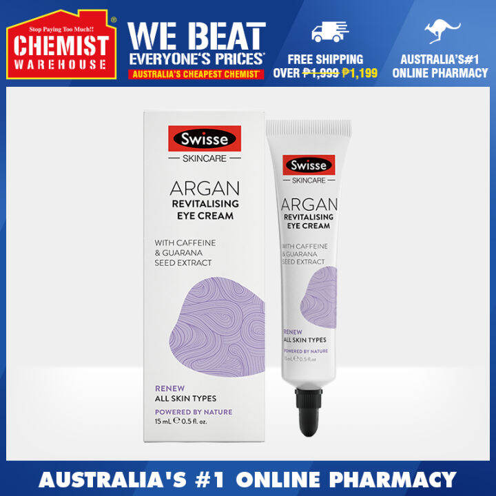 Swisse Argan Anti Ageing Eye Cream 15ml Renew All Skin Types [Chemist