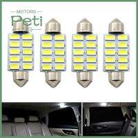 PETI มอเตอร์ DC12V ภายใน10SMD ซีโอบีพวงมาลัย39มม. โคมไฟทรงโดมหลอดไฟ LED สำหรับอ่านรถ C5W