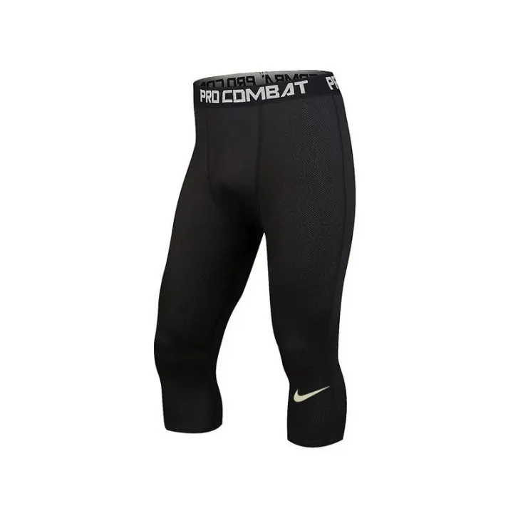 RA STUDIO 7808 Men's Pro Combat Compression Pants 3/4 Length Black
