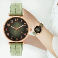 Simple Green Leaves Digital Style 2023New Women nded Quartz Watch Casual Leather Strap Ladies Clock Dress Watches