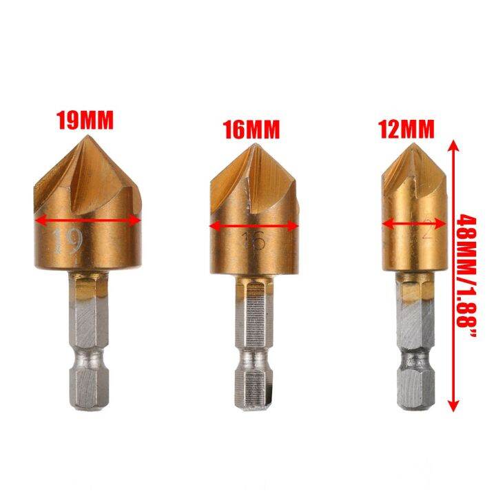 worth-buy-3ชิ้น-hss-1-4-เครื่องตัดตัวตัดก้านหกเหลี่ยม-debur-5ขลุ่ยไขควงซิงค์นํ้าเคาน์เตอร์ดอกสว่านสำหรับงานไม้-chamfer-countersink-drill