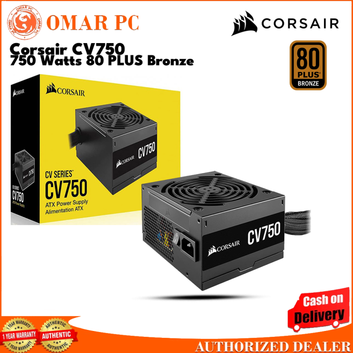 BRANDNEW Corsair CV750 750WATTS 80PLUS BRONZE POWER SUPPLY TRUE RATED ...