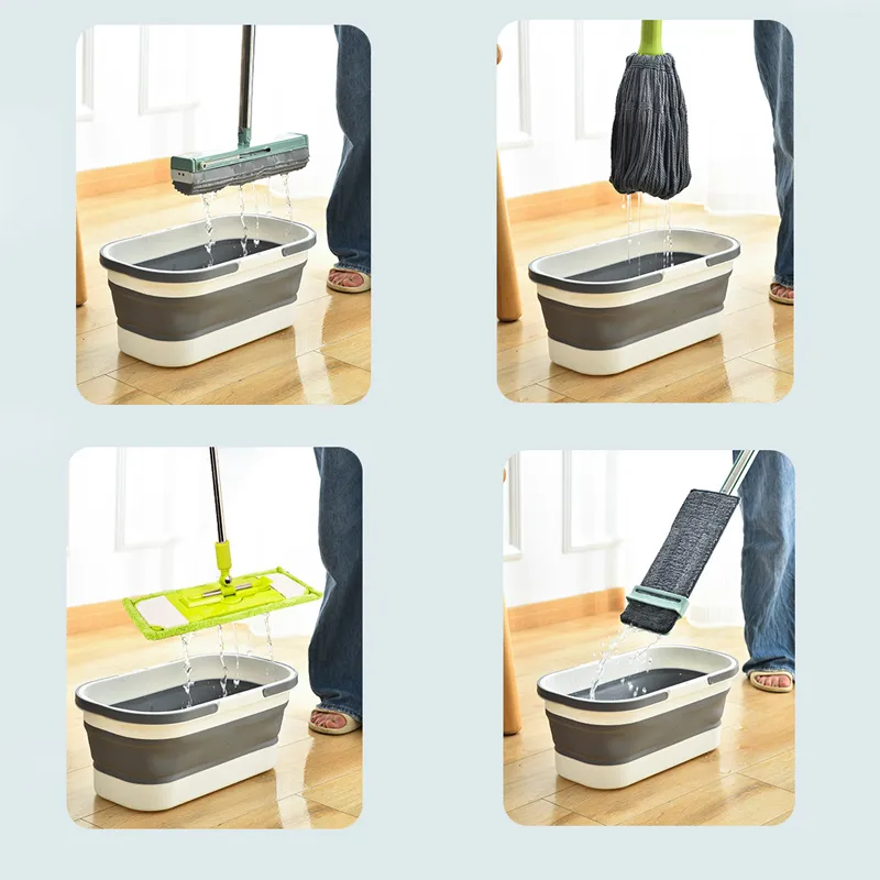 Portable Mop Bucket Foldable Laundry Basket With Wheel Folding Water Basin  Household Item For Washing Fishing Camping Basin