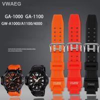 สาย GA-1000ยางสำหรับ Casio/1100 GW-A1000/1100/4000 GW-A1100ยางซิลิโคนเรซิ่นสร้อยข้อมือสายนาฬิกาข้อมือสายสีดำสีฟ้าสีส้ม