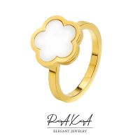 PAXA Luxury Elegant Waterproof Stainless Steel White Shell Flower Rings for Women Fashion 2023 Charm Wedding Party Jewelry Gifts