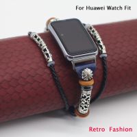 Tali Jam Tangan Kulit PU untuk Jam Tangan Huawei Tali Cocok Jam Tangan Pintar Aksesori Gelang Kulit Mode Retro Jam Tangan Huawei