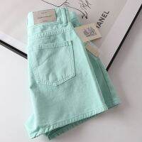 【hot】 waisted slim and high turquoise green denim that the flesh. Large size chubby sister versatile stylish