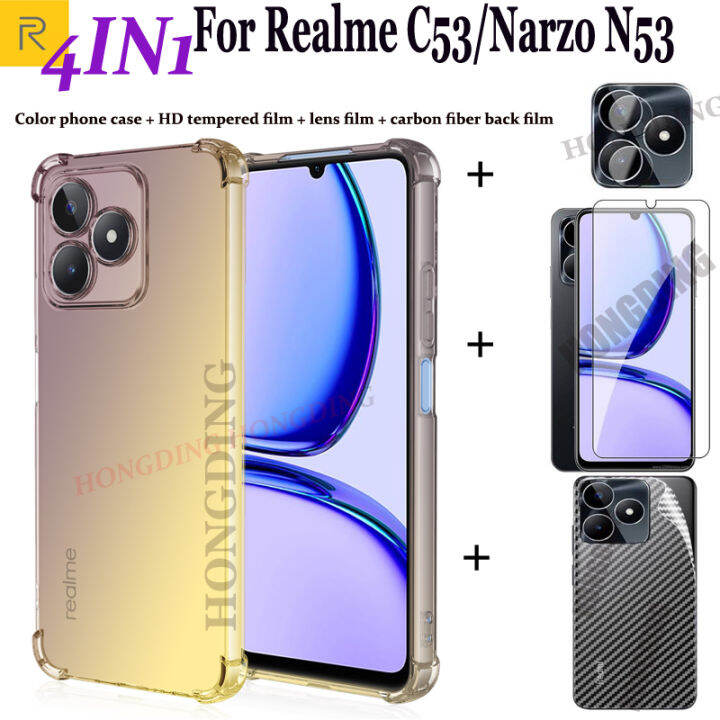 ฟิล์มป้องกันกระจกนิรภัยใสแบบเต็มหน้าจอสำหรับ-oppo-เคส4-in-1-n53-c53-realme-narzo-ฟิล์มป้องกันหน้าจอแบบเต็มจอ-สติ๊กเกอร์สกีนหลังเลนส์กล้องถ่ายรูป-ฟิล์มป้องกันหน้าจอคาร์บอนไฟเบอร์