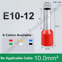 100pcsPack E10-12 Insulated Ferrules Terminal Block Cord End Wire 8AWG Connector Electrical Crimp Terminator 10mm²