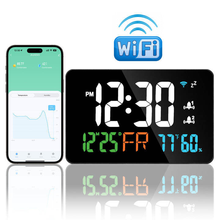 Smart Decor Clock LED Wifi Digital Alarm Clock Table Clock for Living