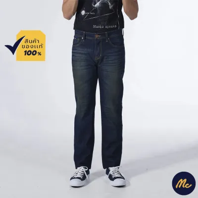 Mc Jeans กางเกงยีนส์ชาย กางเกงขายาว ทรงขาตรง ผ้ายีนส์สีเข้ม ฟอกบริเวณหน้าขา ทรงสวย คลาสสิค MBI6204