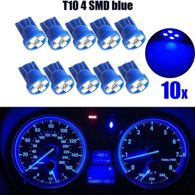 10pcs/set Car Light T10 4SMD 1210 LED Wedge Dashboard Gauge Cluster Light Bulb Blue LED Light Car Reading Light