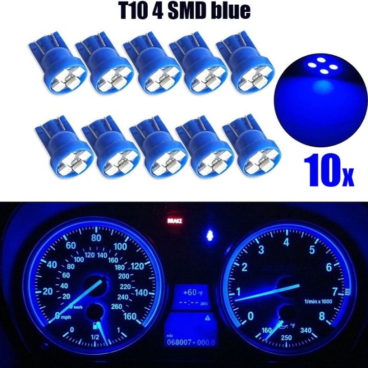 10pcs-set-car-light-t10-4smd-1210-led-wedge-dashboard-gauge-cluster-light-bulb-blue-led-light-car-reading-light