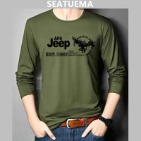 SEATUEMA ผู้ชายแขนยาวรอบคอเสื้อยืดพิมพ์บวกขนาด 5XL แฟชั่นธงสูงเสื้อยืด ​