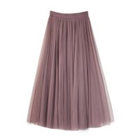 【CC】❉  Tulle Skirt Korean Fashion Mesh A Pleated Elastic Waist Loose Large Hem