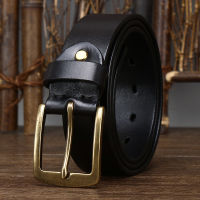 3.8CM Top Cow genuine leather belts for men Copper buckle fashion style FULL GRAIN male belt for jeans cowhide strap