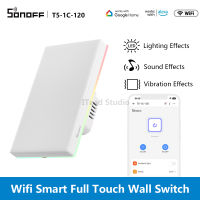 ITEAD SONOFF T5 สวิตช์สัมผัส WiFi 1/2/3/4 GANG eWeLink สวิตช์ไฟอัจฉริยะ Neutral Wire สวิตช์ผนังการควบคุม APP การควบคุมเสียงการควบคุมอัตโนมัติเปลี่ยนได้ฝาครอบสวิตช์หลากสีไฟขอบ