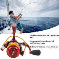 8 Bearing Fishing Spinning Reel สีแดง 5.2:1 อัตราทดเกียร์น้ำเค็ม Spinning Reel สำหรับแคมป์ปิ้ง