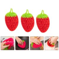 Dish Towels Washing Scrubber Tableware Scouring Dishcloth Strawberry Shaped Cleaning Multi-purpose Kitchen Supply Adorable Dish Cloth  Towels