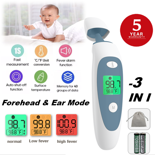 NonContact Infrared Thermometer Forehead InEar LCD Digital