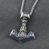 ไวกิ้งนอร์ส Runes Valknut s ค้อนสร้อยคอผู้ชายพระเครื่องจี้สแตนเลส Mjolnir Anchor สแกนดิเนเวีชายเครื่องประดับ