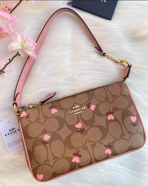 Heart Floral Print Nolita 19 Wristlet