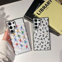 เคสโทรศัพท์ Samsung Galaxy S23อัลตร้า S22อัลตร้า【พิมพ์ตัวอักษรเต็มรูปแบบ】เคสป้องกันแบบนิ่มใสมีกลิตเตอร์ด้านหลังทางเท้ามีกลิตเตอร์เคส TPU กันกระแทก